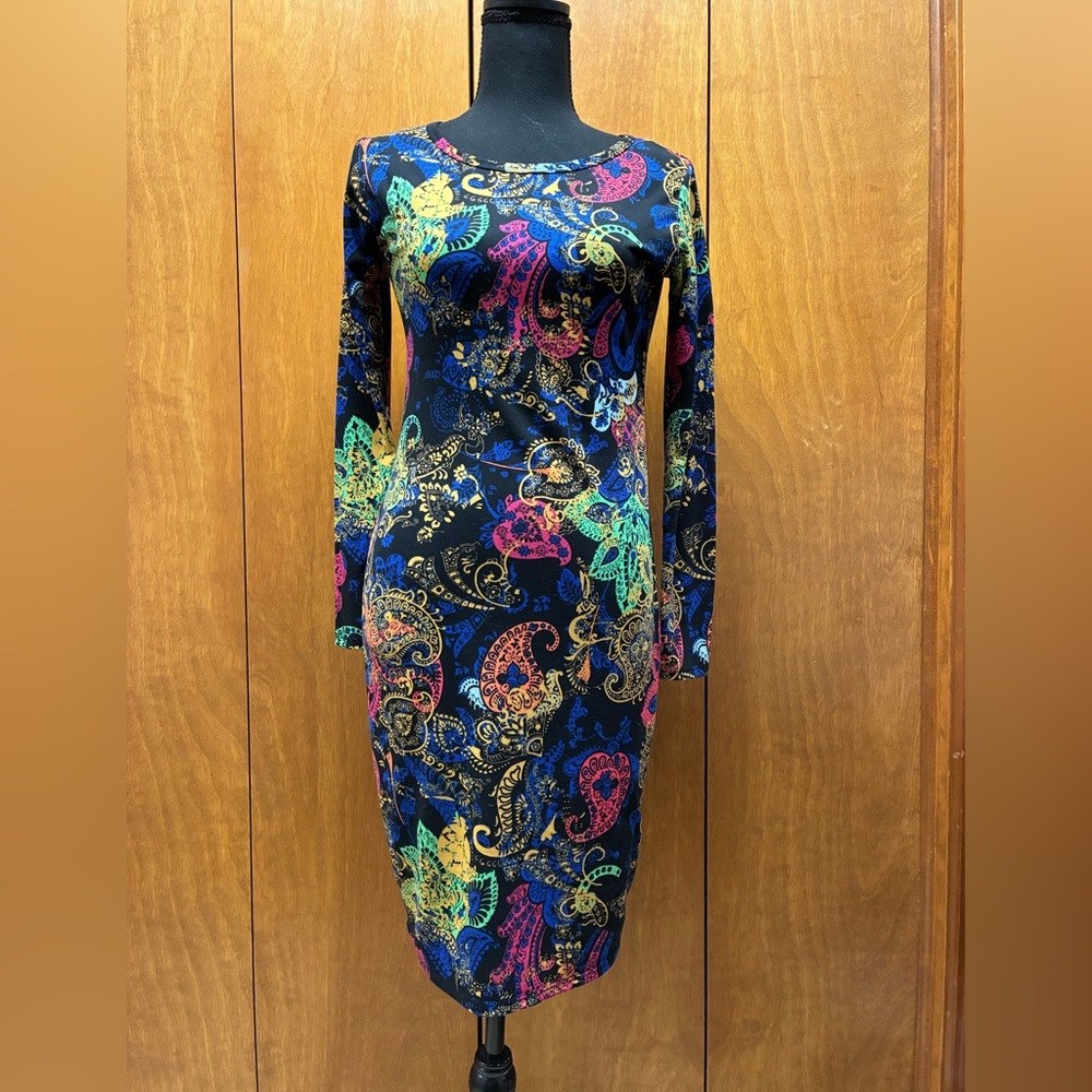 LuLaRoe Vibrant Paisley Long Sleeve Dress